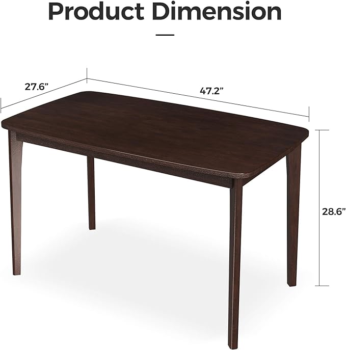 KKL Malaysian Oak Dining Table, 47" Kitchen Table for 2, Mid Century Modern Wood Dining Table, Easy Assembly, Coffee - LeafyLoom