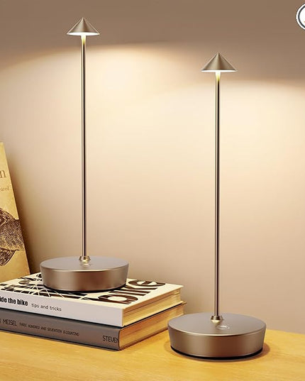 2Pack Cordless Table Lamp Rechargeable , Portable Outdoor LED Table Lamp Waterproof 6000mAh Battery Desk Lamp, 3 Color Stepless Dimming Table Light for Restaurant/Bedroom/Bar/Outdoor Party/Camping - LeafyLoom