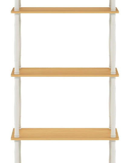 Furinno Turn-N-Tube 5-Tier Multipurpose Shelf / Display Rack / Storage Shelf / Bookshelf, Classic Tubes, Beech/White - LeafyLoom