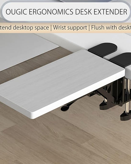 Ergonomics Desk Extender Tray, 11.8"x5.9" Punch-Free Clamp on, Foldable Keyboard Drawer Tray, Table Mount Arm Wrist Rest Shelf, Computer Elbow Arm Support - LeafyLoom