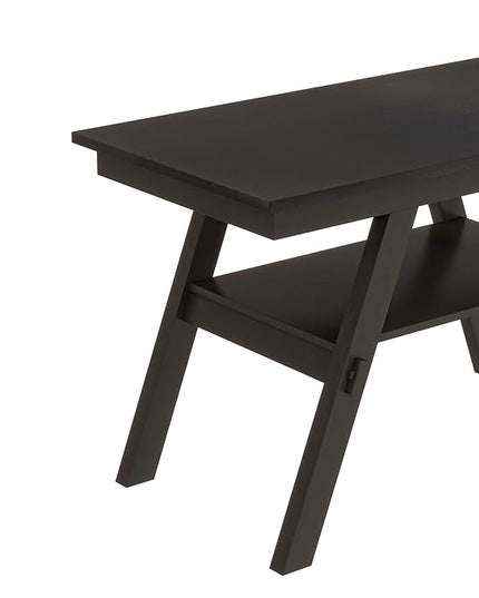 Wood Rustic Counter Height Dining Set for 5-6, Rectangular Table with Storage Shelf, Bench, and 4 Chairs, Espresso+Beige Cushion, 6 - LeafyLoom