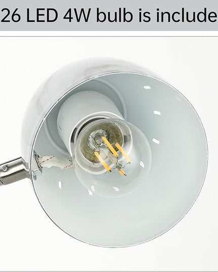 Eye-Caring Marble Table Lamp of Simple Designs Home E26Led Screw Basic Metal Desk Lamp with Flexible Gooseneck Hose Neck Study Lamp for Bedroom Office Living Room Convenient On/Off Switch - LeafyLoom