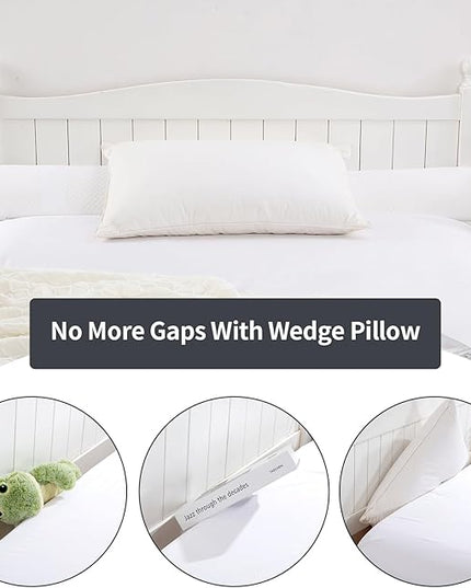 Pillow Wedge for Headboard Gap,Bed Gap Filler Queen Size,Foldable Bed Wedge Pillow for Headboard,White Bed Wedge Gap Filler,Foam Mattress Gap Filler,60"x6"x6" - LeafyLoom
