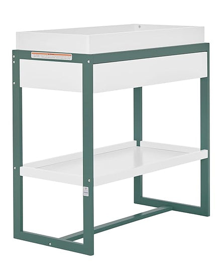 Arlo Changing Table in Jungle Green, Made of Solid New Zealand Pinewood, Non-Toxic Finish, Comes with Water Resistant Mattress Pad & Safety Strap - LeafyLoom
