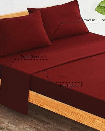 SONORO KATE Bed Sheet Set Super Soft Microfiber 1800 Thread Count Luxury Egyptian Sheets 16-Inch Deep Pocket，Wrinkle-4 Piece (Burgundy, Full) - LeafyLoom