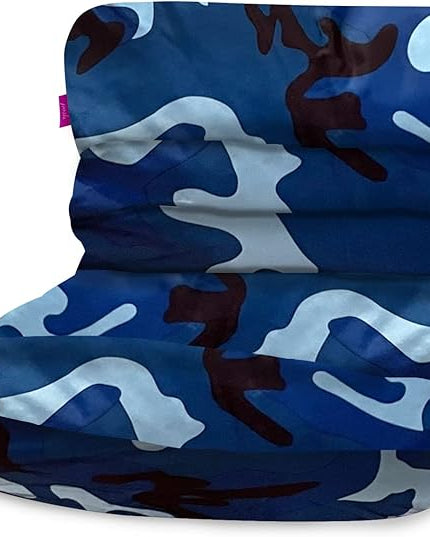 Posh Creations Structured Comfy Bean Bag Chair for Gaming, Reading and Watching TV, Laguna Lounger, Nylon - Camo Blue and Light Blue - LeafyLoom
