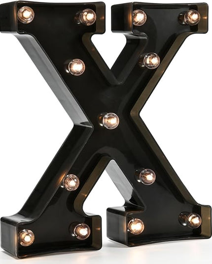 Light Up Black Alphabet Marquee Letters Sign LED Marquee Number Lights Sign for Night Light Home Bar Christmas Lamp Birthday Party Wedding Decoration X - LeafyLoom
