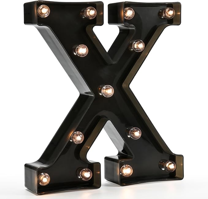 Light Up Black Alphabet Marquee Letters Sign LED Marquee Number Lights Sign for Night Light Home Bar Christmas Lamp Birthday Party Wedding Decoration X - LeafyLoom