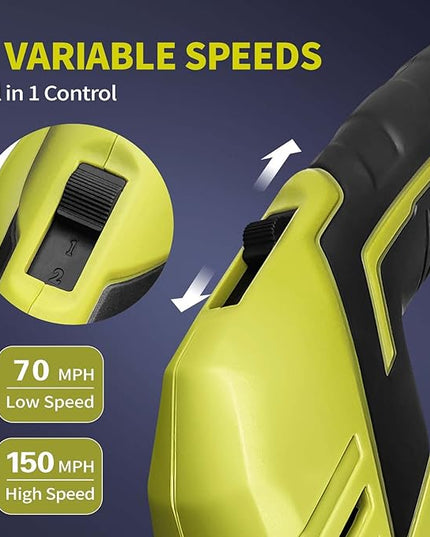SEYVUM Leaf Blower, 20V Cordless Leaf Blower with 2 Pcs Li-ion Battery, Electric Leaf Blower for Lawn Care, 320CFM 150MPH Battery Powered Leaf Blower, for Patio, Garden Cleaning, Fast Charger Included - LeafyLoom