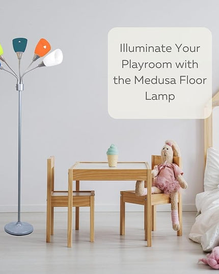 Modern Floor Lamp For Bedroom - Medusa Adjustable Floor Lamp Standing Lamp Bedroom Light With 5 Multi-colored Acrylic Reading Shades Stand Up Lamp Gooseneck Lamp Classroom Lamp Kids Floor Lamp - LeafyLoom