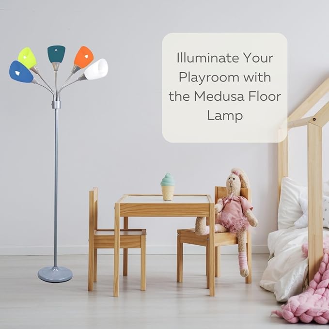 Modern Floor Lamp For Bedroom - Medusa Adjustable Floor Lamp Standing Lamp Bedroom Light With 5 Multi-colored Acrylic Reading Shades Stand Up Lamp Gooseneck Lamp Classroom Lamp Kids Floor Lamp - LeafyLoom
