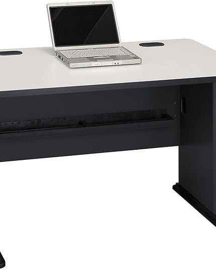 Bush Business Furniture Series A 48W Computer Desk in White Spectrum and Slate, Small Office Table for Home or Professional Workspace - LeafyLoom