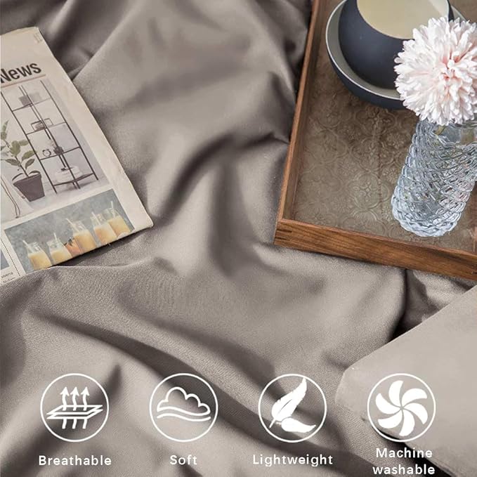 ETDIFFE Tan Comforter Set Queen Size, 3pc Modern Western Taupe Brown Bedding Set - Soft & Lightweight Dark Khaki Microfiber Down Alternative Bed Comforter with 2 Pillow Shams for Women Men - LeafyLoom