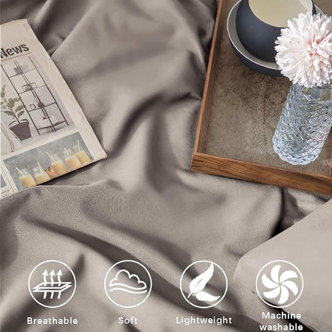 Tan Comforter Set King Size, 3pc Aesthetic Modern Taupe Bedding Set - Soft & Lightweight Dark Khaki Western All Season Microfiber Down Alternative Bed Comforter with 2 Pillow Shams for Women Men - LeafyLoom