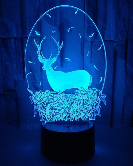 Christmas Deer Acrylic 3D Night Lights USB LED Table Lamp Home r2d2 3D Arts Lamp - 7 Colors Changing Bedroom Decor Business Gifts for Elders (Deer Head) - LeafyLoom