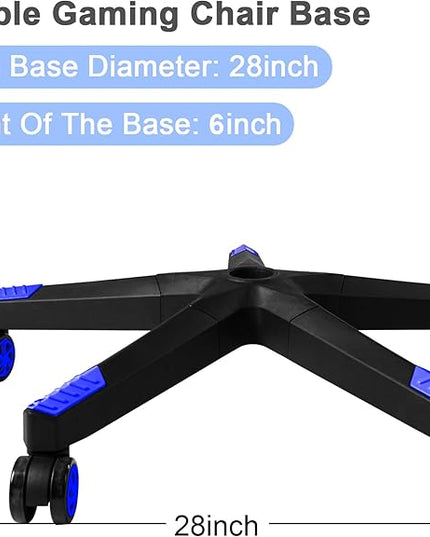 28 inch Nylon Gaming Chair Base Replacement with 5 Casters, Heavy Duty Office Chair Base Part - LeafyLoom