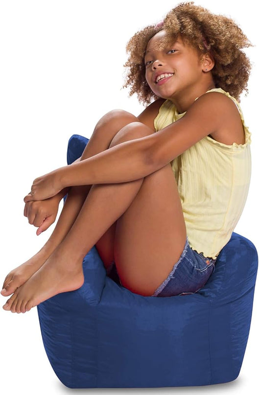 Posh Creations Structured Comfy Bean Bag Chair for Gaming Reading and Watching TV Pasadena Soft Nylon-Navy Pasadena Chair - LeafyLoom