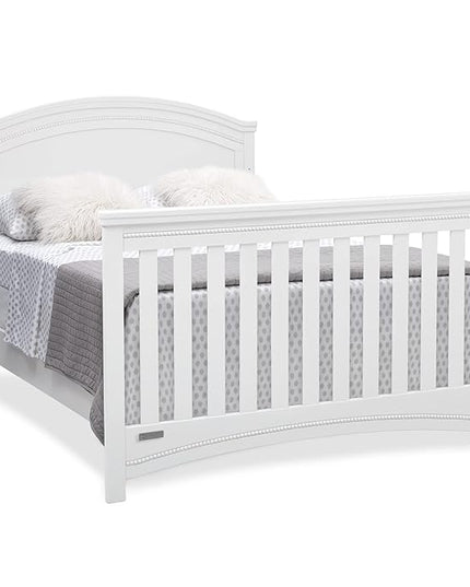Delta Children Simmons Kids SlumberTime Emma 4-in-1 Convertible Baby Crib N More - Greenguard Gold Certified, Bianca White - LeafyLoom