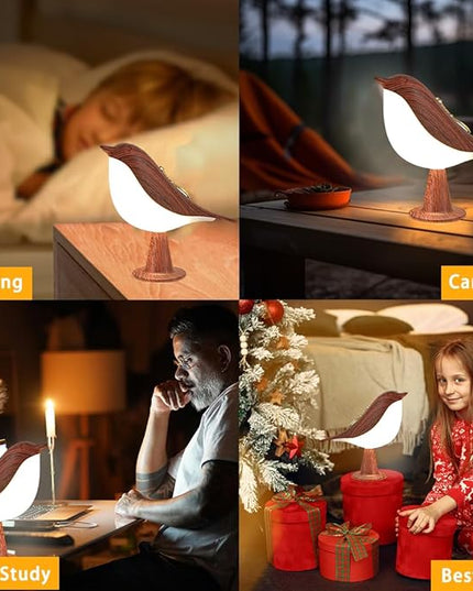 Bird Small Desk Lamp, Dimmer Night Light for Bedroom, Cordless Table Lamp with 3 Color Temperature and Touch Sensor, Rechargeable Bedside lamp - LeafyLoom