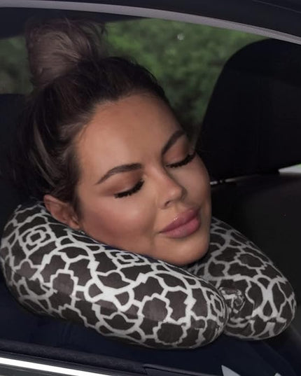 Adult Cozy Soft Microfiber Neck Pillow, Compact, Perfect for Plane or Car Travel, Charcoal Trellis - LeafyLoom