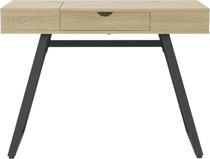 Calico Designs Rockdale Modern Office Writing Laptop Desk with Multiple Storage Compartments, Cord Management and Charging Station, Black/Honey Maple - LeafyLoom