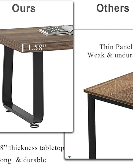HSH Wood Coffee Table, Farmhouse Minimalist Center Table, Industrial Wooden and Metal Legs Living Room Table, Modern Simple Rectangular Cocktail Tea Table for Bedroom Home Office, Rustic Oak, 47 Inch - LeafyLoom