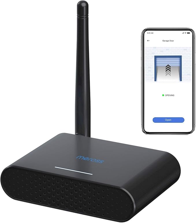 Smart Garage Door Opener Remote with External Antenna, Compatible with Amazon Alexa, SmartThings, Control Up to 3 Single Doors(with 2 Door Sensors) meross