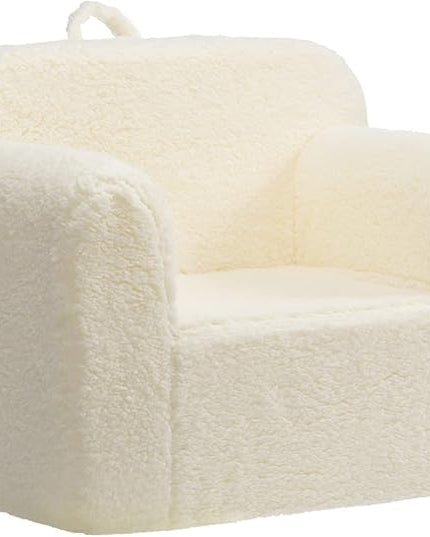 ALIMORDEN Kids Ultra-Soft Snuggle Foam Filled Chair, Toddler Cuddly Sherpa Reading Couch for Boys and Girls, Cream - LeafyLoom