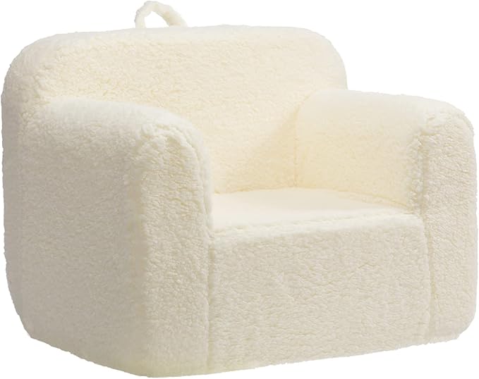 ALIMORDEN Kids Ultra-Soft Snuggle Foam Filled Chair, Toddler Cuddly Sherpa Reading Couch for Boys and Girls, Cream - LeafyLoom