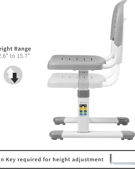 VIVO Gray Height Adjustable Kids Desk Chair, Chair Only, Designed for Interactive Workstation, Universal Children's Ergonomic Seat, DESK-V201G-CH - LeafyLoom