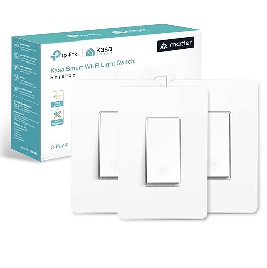 Kasa Matter Smart Light Switch: Voice Control w/Siri, Alexa & Google Assistant, UL Certified, Timer & Schedule, Easy Guided Install, Neutral Wire Required, Single Pole, 2.4GHz Wi-Fi, 3-Pack KasaSmartbyTP-Link