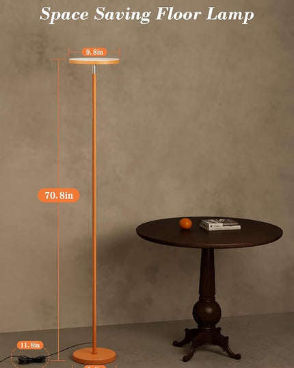 LED Floor Lamp, 30W/2500LM Super Bright Standing Light, Modern Torchiere Sky Lamp with 4 Color Temperatures, Remote & Touch Control, Corner Lighting for Living Room, Bedroom, Office, Orange - LeafyLoom
