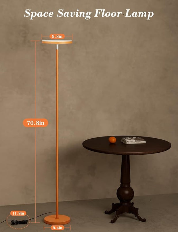 LED Floor Lamp, 30W/2500LM Super Bright Standing Light, Modern Torchiere Sky Lamp with 4 Color Temperatures, Remote & Touch Control, Corner Lighting for Living Room, Bedroom, Office, Orange - LeafyLoom