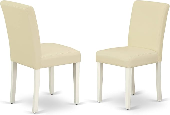 East West Furniture BOAB5-LWH-64 Boston 5 Piece Dining Set for 4 Includes a Round Kitchen Table and 4 Faux Leather Upholstered Parson Chairs, Linen White, 42x42 Inch - LeafyLoom