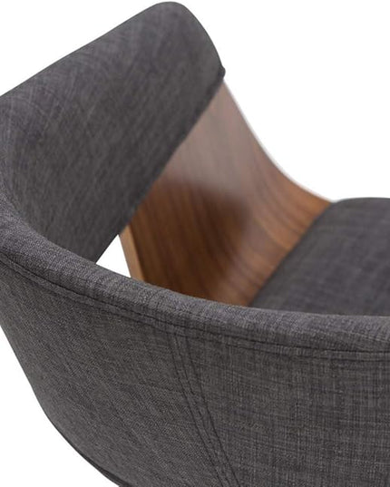 SIMPLIHOME Lowell 17 Inch Mid Century Modern Bentwood Dining Chair in Charcoal Grey Linen Look Fabric, For the Dining Room - LeafyLoom
