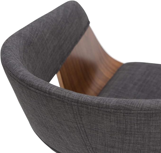 SIMPLIHOME Lowell 17 Inch Mid Century Modern Bentwood Dining Chair in Charcoal Grey Linen Look Fabric, For the Dining Room - LeafyLoom
