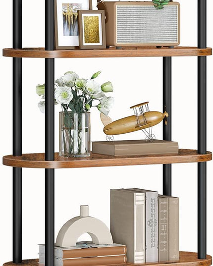 HOOBRO 5 Tier Open Bookshelf, Industrial Arched Bookcase Display Shelf Racks, Wooden Bookcase Storage Shelves Metal Frame, Tall Storage Organizer for Home, Easy Assembly, Rustic Brown BF176SJ01 - LeafyLoom