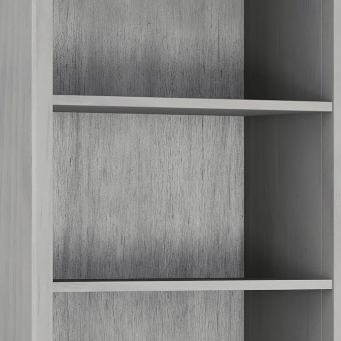 SIMPLIHOME Amherst SOLID WOOD 30 Inch Wide Transitional 5 Shelf Bookcase in Fog Grey, for The Living Room, Study Room and Office - LeafyLoom