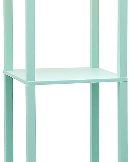 Simple Designs LF1037-AQU Floor Lamp Etagere Organizer Storage Shelf with 2 USB Charging Ports, 1 Charging Outlet and Linen Shade, Aqua - LeafyLoom