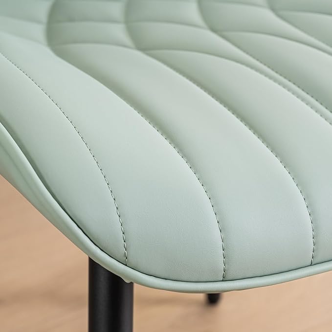 YOUNUOKE Dining Chairs Set of 2 Mid Century Modern Kitchen Chair Comfortable Upholstered Faux Leather Dinner Chairs for Kitchen Dining Room, Mint - LeafyLoom