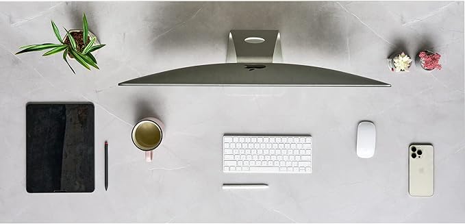 Kaboon Universal Tabletop 55"x27.5", Solid One-Piece Melamine Table Top, Double Desk L-Desk DIY, Home and Office Countertop, White Rock - LeafyLoom