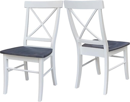International Concepts X-Back Solid Wood Seat Chairs, White/Heather Gray - LeafyLoom