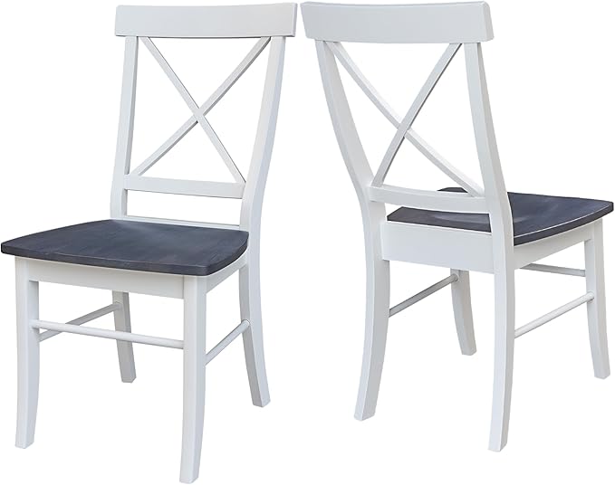 International Concepts X-Back Solid Wood Seat Chairs, White/Heather Gray - LeafyLoom