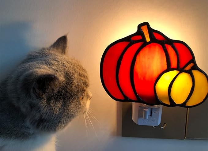 Stained Glass pumpkin night light is suitable for bedroom, study and children's room. They are gifts for mothers, family and friends. - LeafyLoom