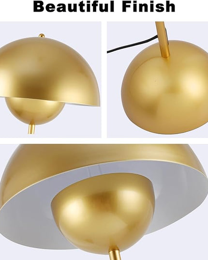 Modern Floor Lamp for Bedroom, 63'' Industrial Corner Floor Lamp for Living Room, Metal Arched Shade Tall Standing Lamp for Office, Reflecting Light Reading Floor Lamp, Gold - LeafyLoom