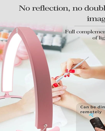 Yoidesu Half Moon Nail Desk Lamp, 27.5inch 3200K to 5600K Dimmable LED Lash Light 40W 320LED 2000LM Beauty Light for Skincare Eyebrows Nail Art Tattoo Facial Spa, Adjust Brightness - LeafyLoom