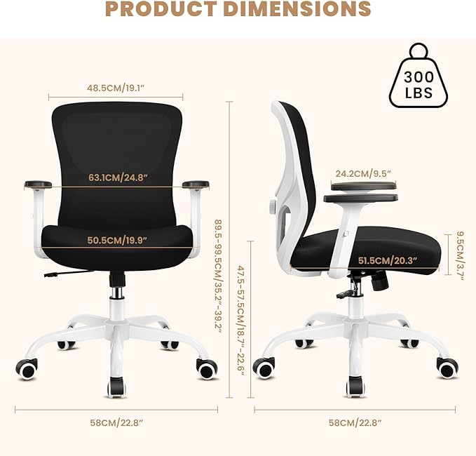 Office Chair Ergonomic Desk Chair with Adjustable Lumbar Support, Swivel Comfy Computer Chair Heavy Duty Executive Chair for Home Office - LeafyLoom