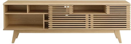 Modway Render Mid-Century Modern Low Profile 71 Inch Media Console TV Stand in Oak, 71" - LeafyLoom