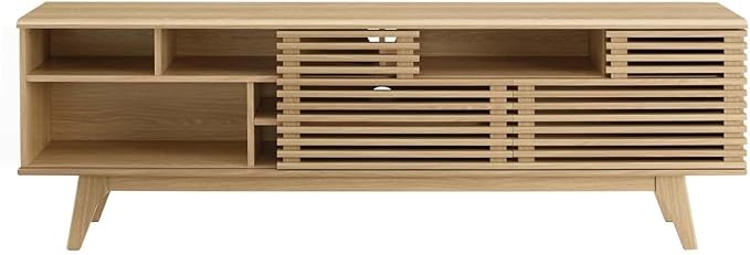 Modway Render Mid-Century Modern Low Profile 71 Inch Media Console TV Stand in Oak, 71" - LeafyLoom