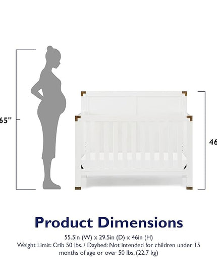 Baby Relax Miles 5-in-1 Convertible Crib, Nursery Furniture, Classic White - LeafyLoom